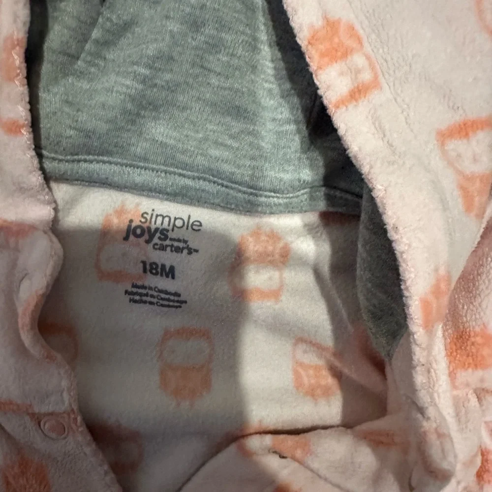Bundle of 2 Adorable Fleece Onesies for Toddler Girls - 18M